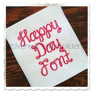 Happy Day Maschinenstickerei Schrift Monogramm Alphabet - 3 Größen - druckbare Schriftarten PES Rivermill Embroidery