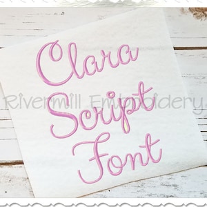 Clara Script Machine Embroidery Font Monogram Alphabet - 3 Sizes - BX Files Instant Download Design PES Rivermill Embroidery