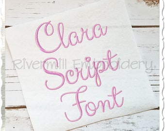 Clara Script Machine Embroidery Font Monogram Alphabet - 3 Sizes - BX Files Instant Download Design PES Rivermill Embroidery