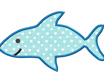 Applique Shark Machine Embroidery Design - 4 Sizes