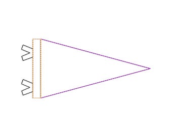 Pennant Flag Bean Stitch Raggy Applique Machine Embroidery Design - 5 Sizes - Instant Download PES DST Digital File