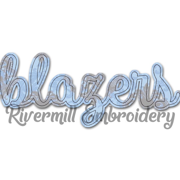 Blazers Script Raggy Applique Machine Embroidery Design - 4 Sizes