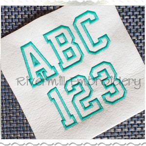 Varsity Outline Machine Embroidery Font Monogram Alphabet - 3 Sizes - BX Files Instant Download Design PES