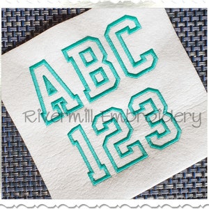 Varsity Outline Machine Embroidery Font Monogram Alphabet - 3 Sizes