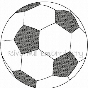 Raggy Applique Sketch Soccer Ball Machine Embroidery Design - 4 Sizes - Instant Download PES DST Digital File Rivermill Embroidery