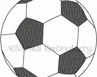 Raggy Applique Sketch Soccer Ball Machine Embroidery Design - 4 Sizes