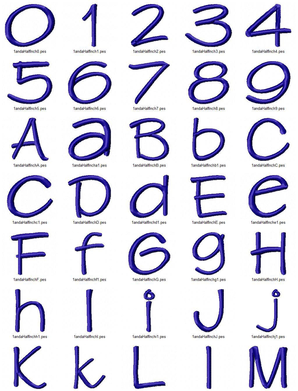 Sewing Machine Letters Swing Machine Embroidery Font Alphabet - 1 1/2