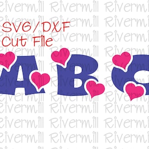 Archivos de corte SVG DXF del alfabeto de corazones: 26 letras mayúsculas