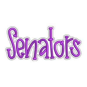 May include: Purple "Senators" text in a cursive font with a white outline. The word is stylized with a rounded, bubble-letter appearance. The design is set against a plain white background.