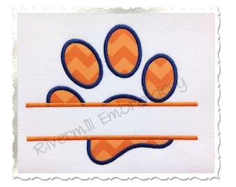 Split Paw Print Applique Machine Embroidery Design - 4 Sizes - Instant Download PES DST Digital File Rivermill Embroidery