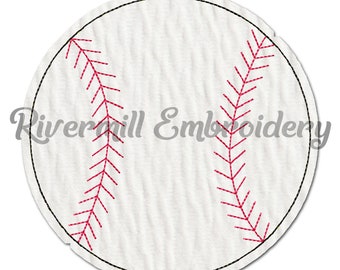 Raggy Baseball or Softball Applique Machine Embroidery Design - 4 Sizes - Instant Download PES DST Digital File Rivermill Embroidery