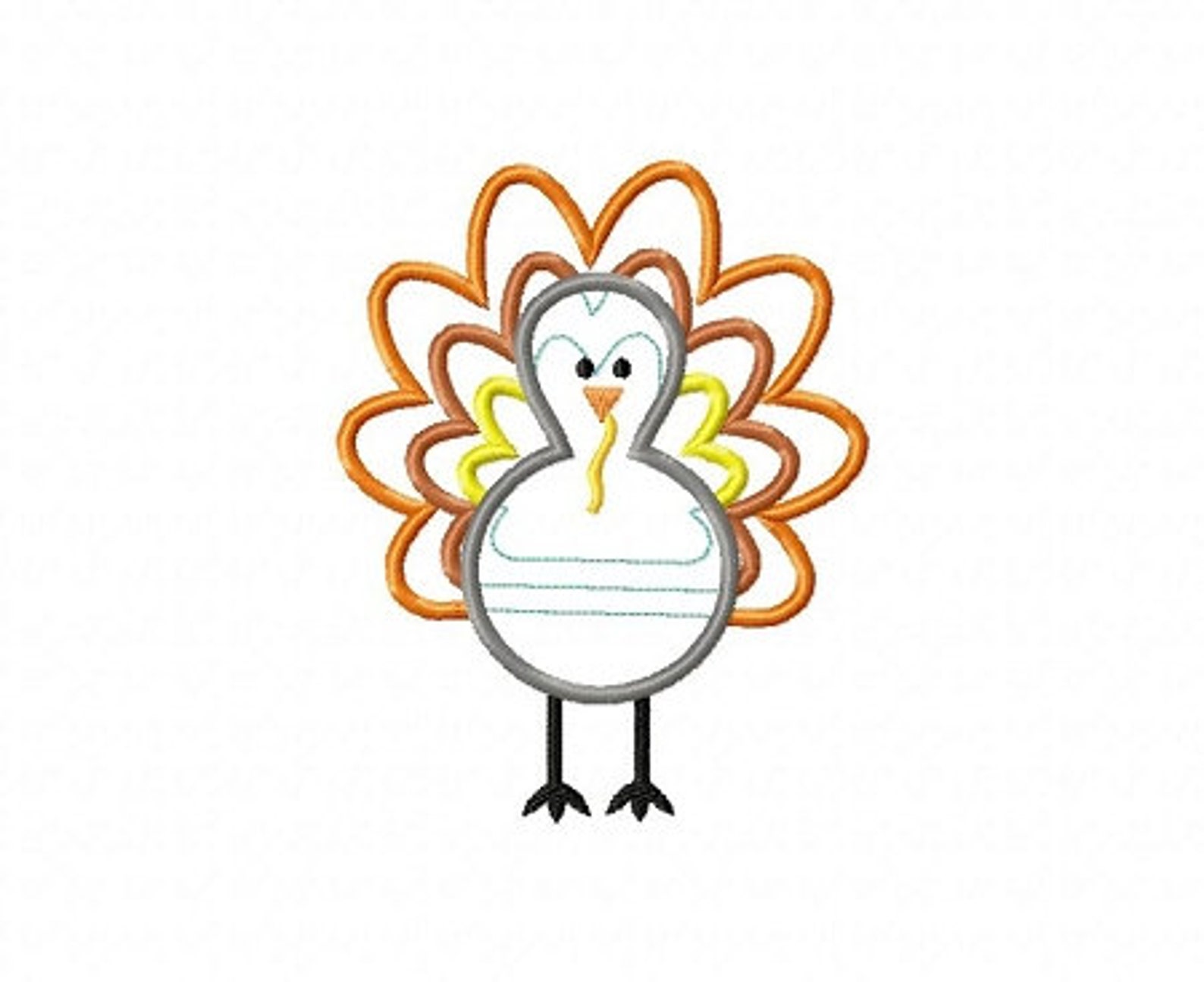Thanksgiving Turkey Applique Machine Embroidery Design 4 Etsy