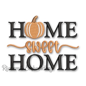 Home Sweet Home Fall Machine Embroidery Design Thanksgiving Pumpkin