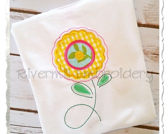 Applique Flower Machine Embroidery Design - 3 Sizes - Instant Download PES DST Digital File Rivermill Embroidery