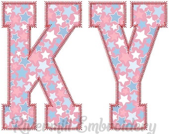 Large KY Kentucky Varsity Style Zig Zag Applique Machine Embroidery Design - 3 Sizes