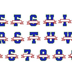 2 Color Varsity Style Letters W/ Banner Machine Embroidery Font ...