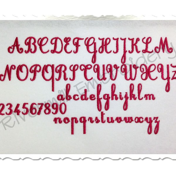 Fuente elegante para bordar a máquina, monograma del alfabeto (3 tamaños), archivos BX, descarga instantánea, diseño PES Rivermill Embroidery