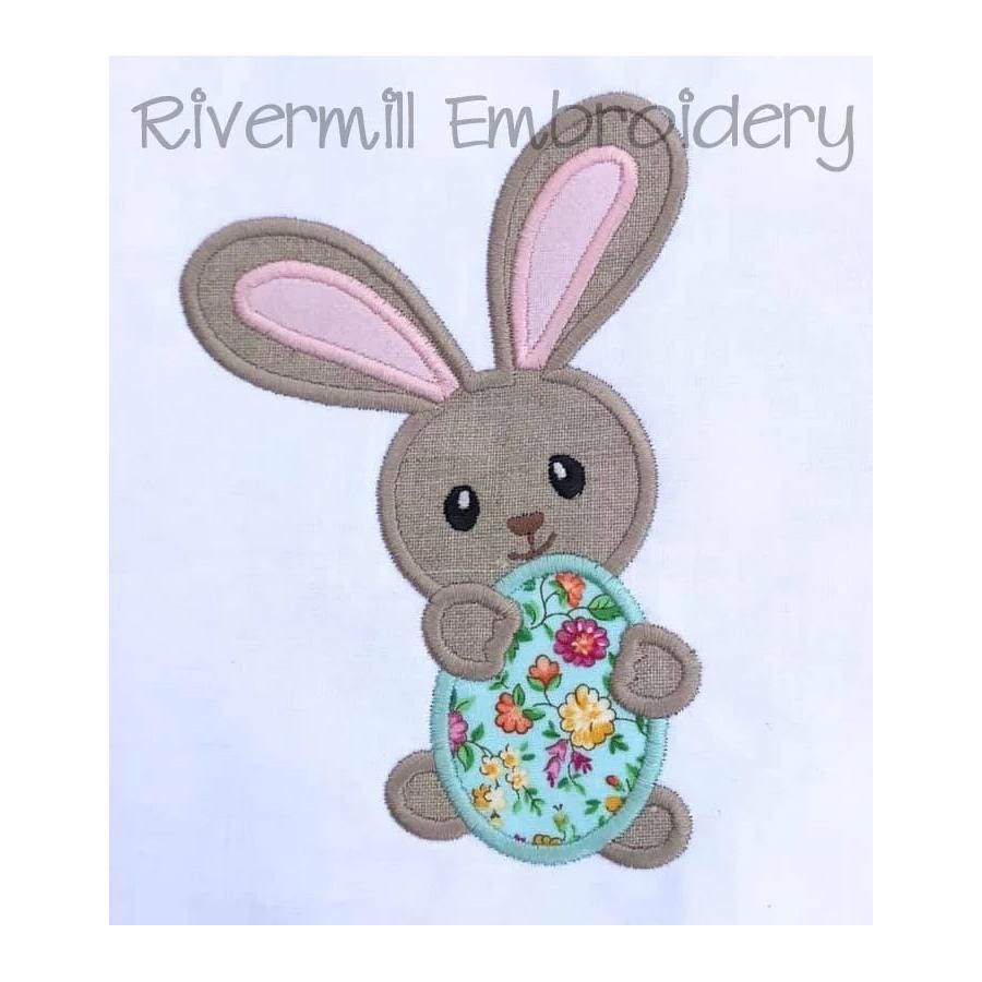 Easter Bunny With an Egg Applique Machine Embroidery Design - 3 Sizes ...