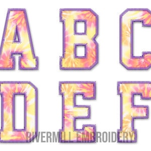 Zig Zag Edge Varsity Collegiate Applique Machine Embroidery Font Alphabet - Style 2