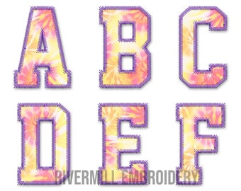 Zig Zag Edge Varsity Collegiate Applique Machine Embroidery Font Alphabet - Style 2