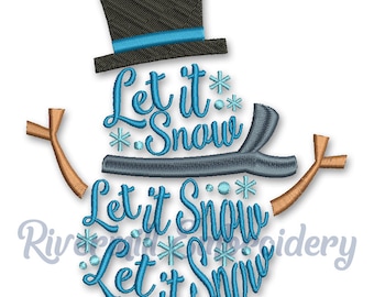 Let It Snow Snowman Machine Embroidery Design - 4 Sizes