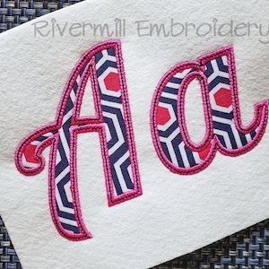 Lobster Applique Satin w/ Bean Stitch Machine Embroidery Font Monogram Alphabet - 4 Sizes