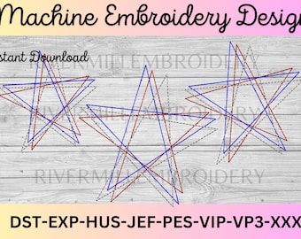 Bean Stitch 3 Color Star Outline Stickdatei