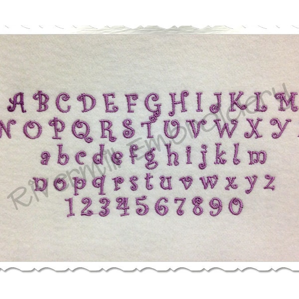 Small Curlz Machine Embroidery Font Alphabet - 3/4" and 1/2" Sizes
