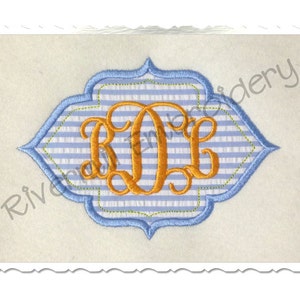 Applique Name or Monogram Frame (#5) Machine Embroidery Design - 4 Sizes - Instant Download PES DST Digital File Rivermill Embroidery