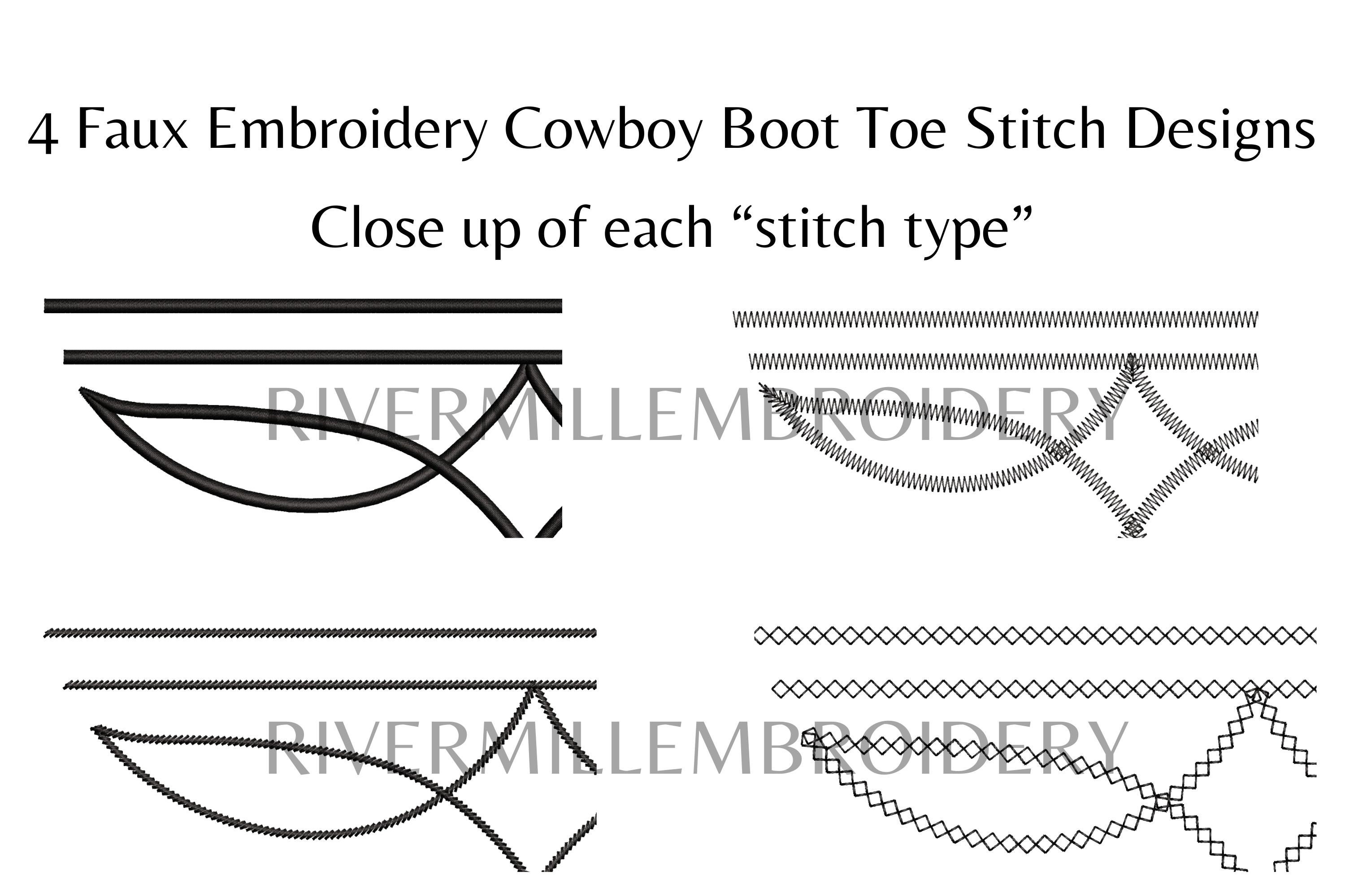 Faux Embroidery Cowboy Boot Toe Stitch Pattern Printable PNG File ...