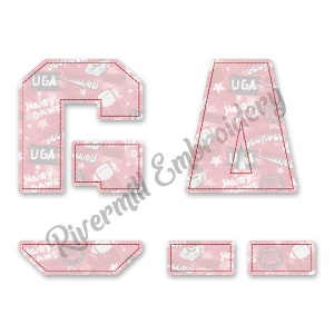 Raggy Applique Split Georgia GA Machine Embroidery Design - 4 Sizes - Instant Download PES DST Digital File Rivermill Embroidery
