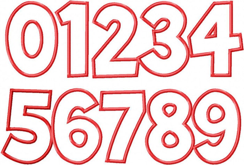 Simple Applique Numbers Machine Embroidery Designs 4 Sizes Etsy