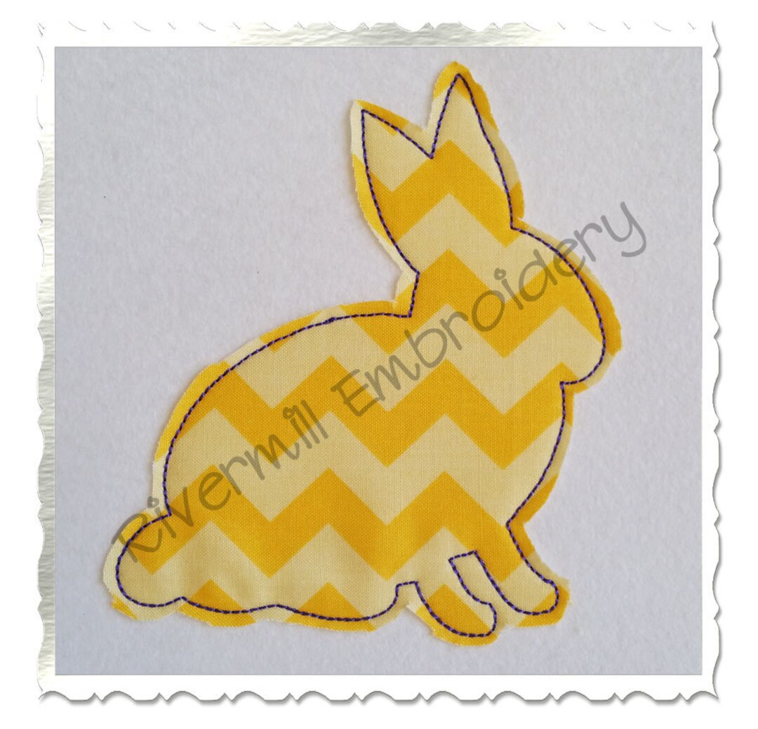 Rabbit Silhouette Raggy Applique Machine Embroidery Design - 4 Sizes ...