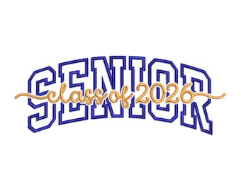 Senior Class Of 2026 Machine Embroidery Design - 4 Sizes - Instant Download PES DST Digital File