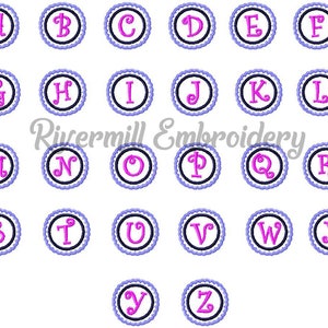 Mini Scalloped Circle Monogram Machine Embroidery Font Alphabet - BX Files Instant Download Design PES
