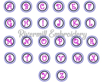 Mini Scalloped Circle Monogram Machine Embroidery Font Alphabet - BX Files Instant Download Design PES
