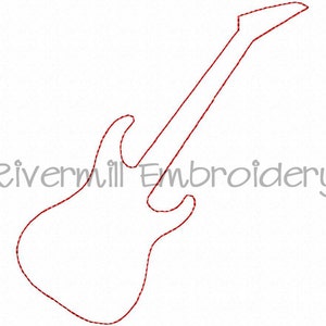 Raggy stoffen gitaar silhouet stoffen machineborduurontwerp - 4 maten - direct downloaden PES DST digitaal bestand Rivermill Embroidery
