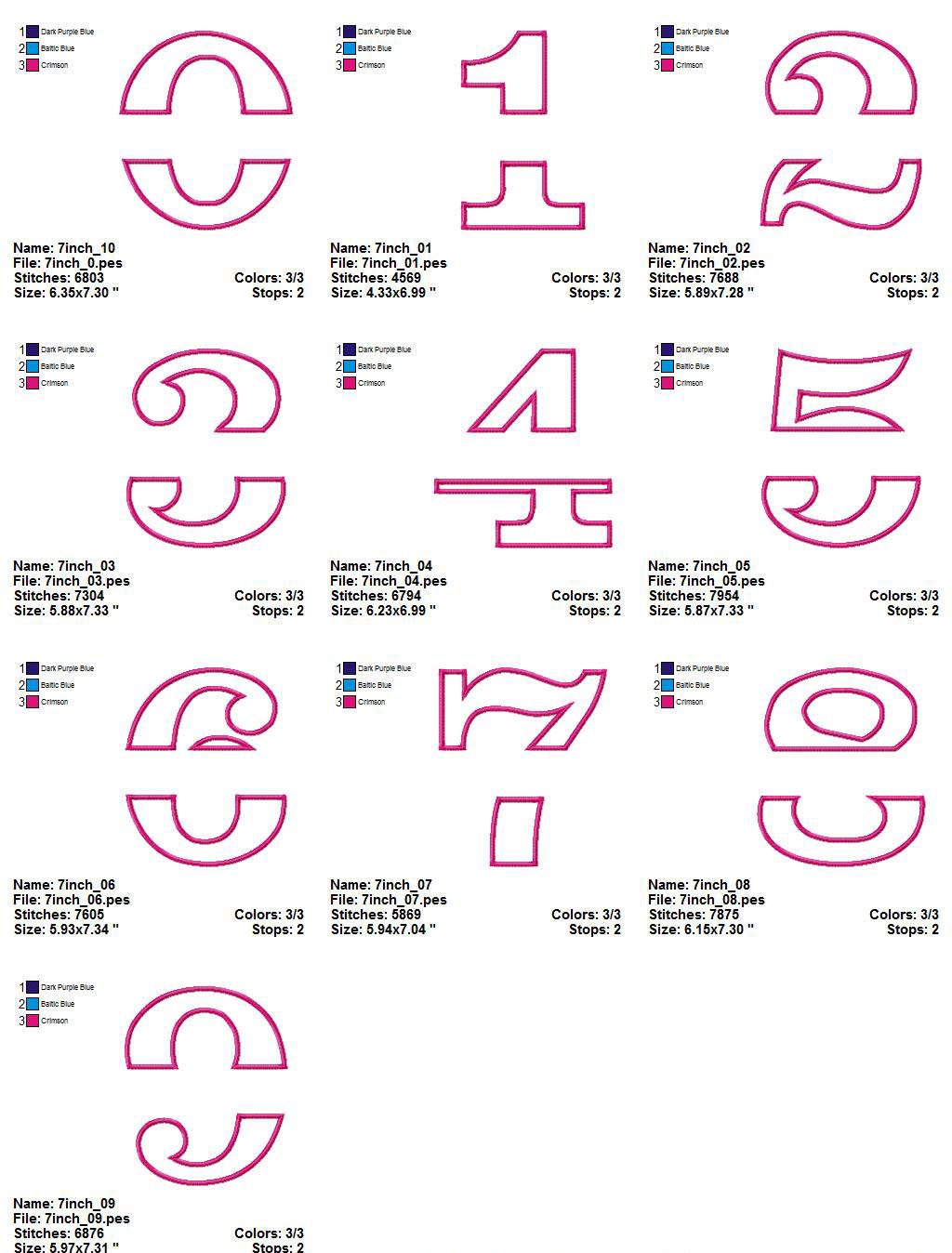 Split Applique Numbers Machine Embroidery Design - 5 Sizes (no Bar in ...