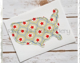 Raggy Applique United States Machine Embroidery Design - 4 Sizes - Instant Download PES DST Digital File Rivermill Embroidery
