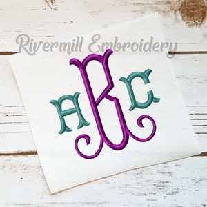 Large Tuscan Monogram Machine Embroidery Font Alphabet - 3 Sizes