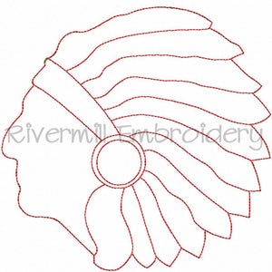 Raggy Applique Indian Warrior Machine Embroidery Design - 5 Sizes - Instant Download PES DST Digital File Rivermill Embroidery