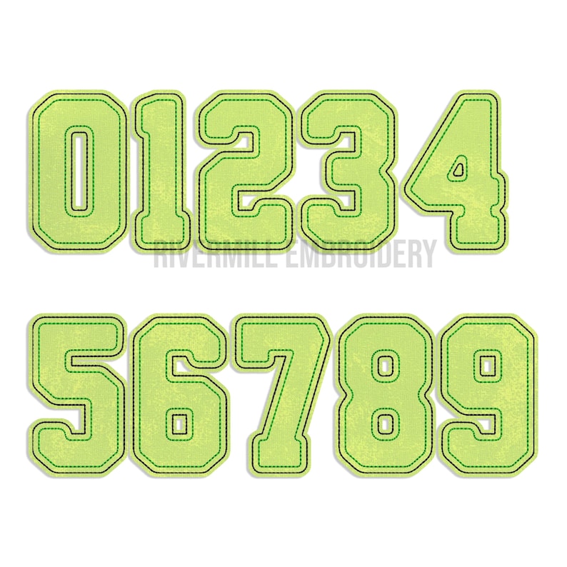 Large Raggy Applique Rounded Varsity Numbers Machine Embroidery Design ...