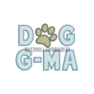 Zig Zag Applique Dog G-Ma Grandma with a Paw Print Machine Embroidery Design - 4 Sizes