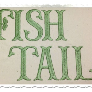 Fish Tail Machine Embroidery Font Monogram Alphabet - 3 Sizes - BX Files Instant Download Design PES Rivermill Embroidery