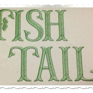 Fish Tail Machine Embroidery Font Monogram Alphabet 3 Sizes image 1