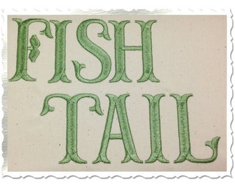 Fish Tail Machine Embroidery Font Monogram Alphabet - 3 Sizes