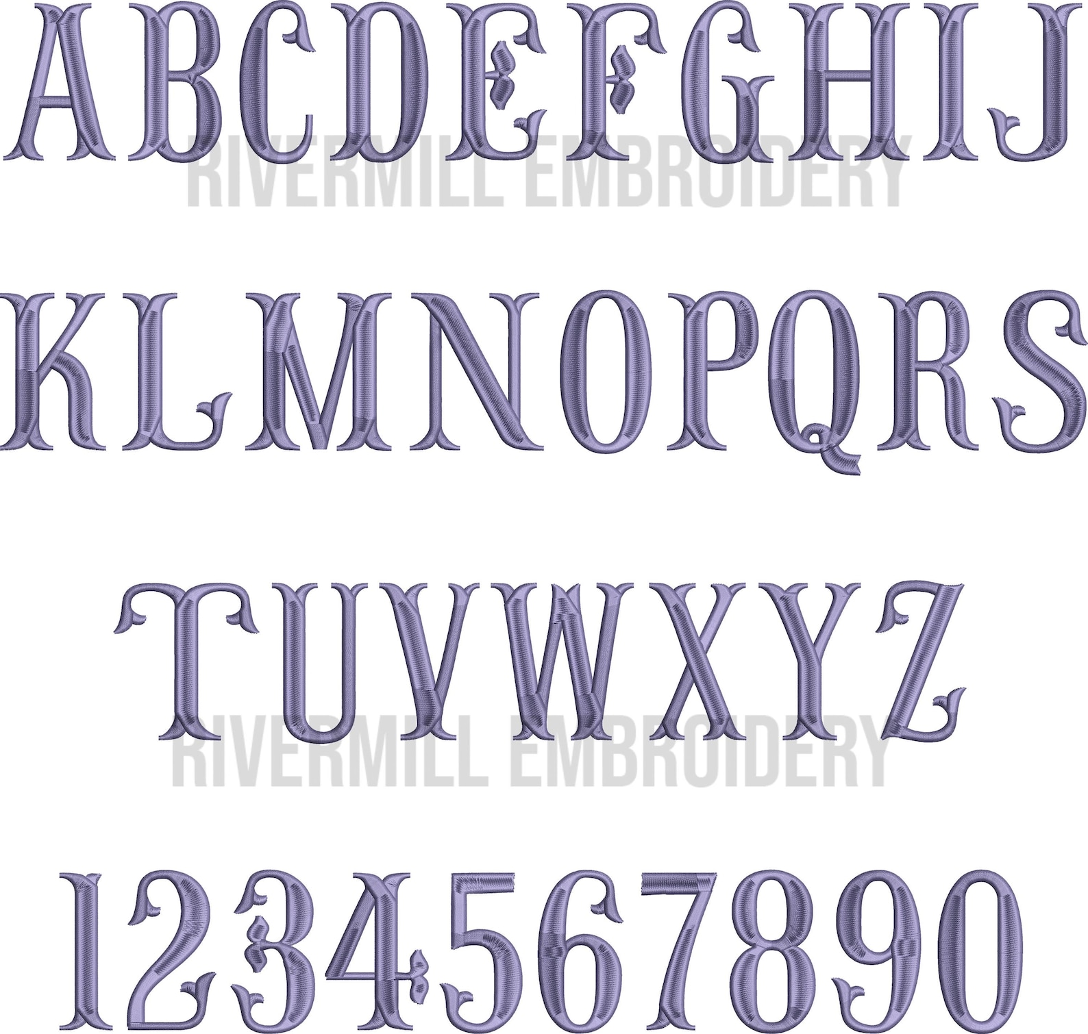 Fish Tail Machine Embroidery Font Alphabet - 2 1/2" Inch Size ONLY - BX ...