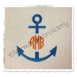 Anchor Monogram Frame Machine Embroidery Design - 4 Sizes