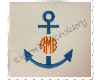 Anchor Monogram Frame Machine Embroidery Design - 4 Sizes - Instant Download PES DST Digital File Rivermill Embroidery