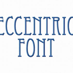Puede incluir: Una fuente azul que dice "ECCENTRIC FONT".